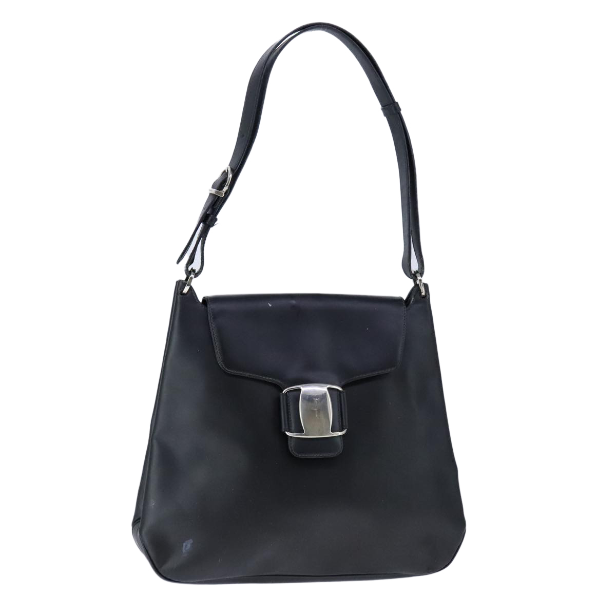 Salvatore Ferragamo Shoulder Bag Patent Leather Black Auth Bs21286